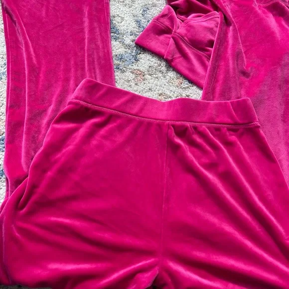 Vintage Juicy Couture Pink Velour Tracksuit Set Rhinestone Y2K Hoodie Pants - Picture 4 of 10